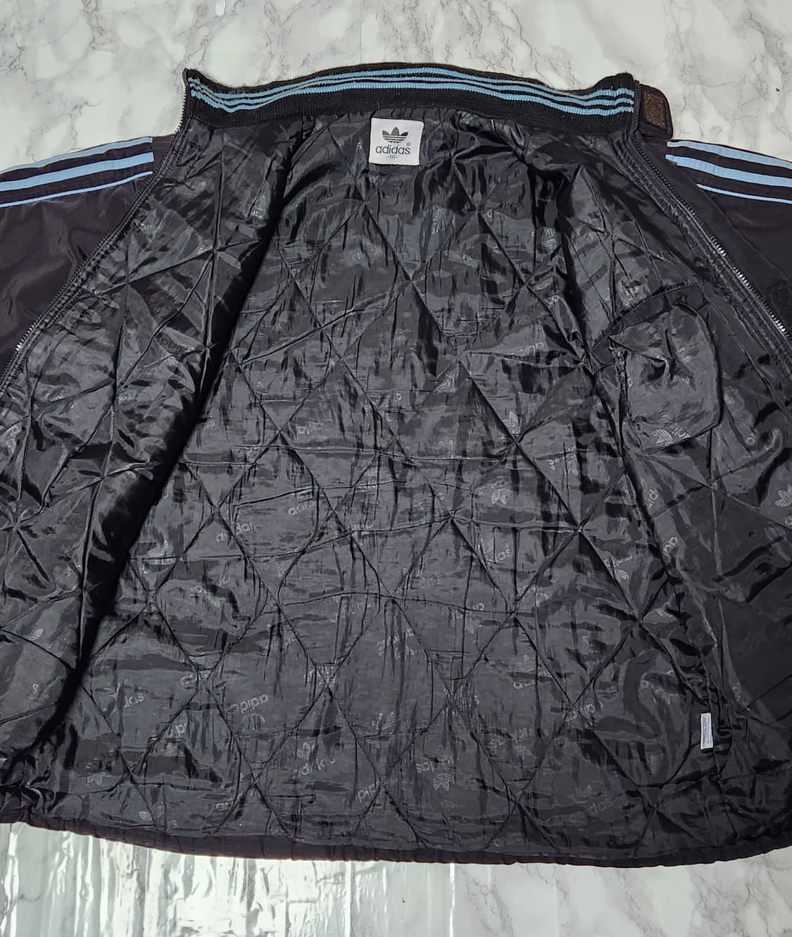 아디다스 스카이블루x블랙 앞 뒤 빅로고 올드스쿨 바람막이 점퍼 자켓 상품이미지8