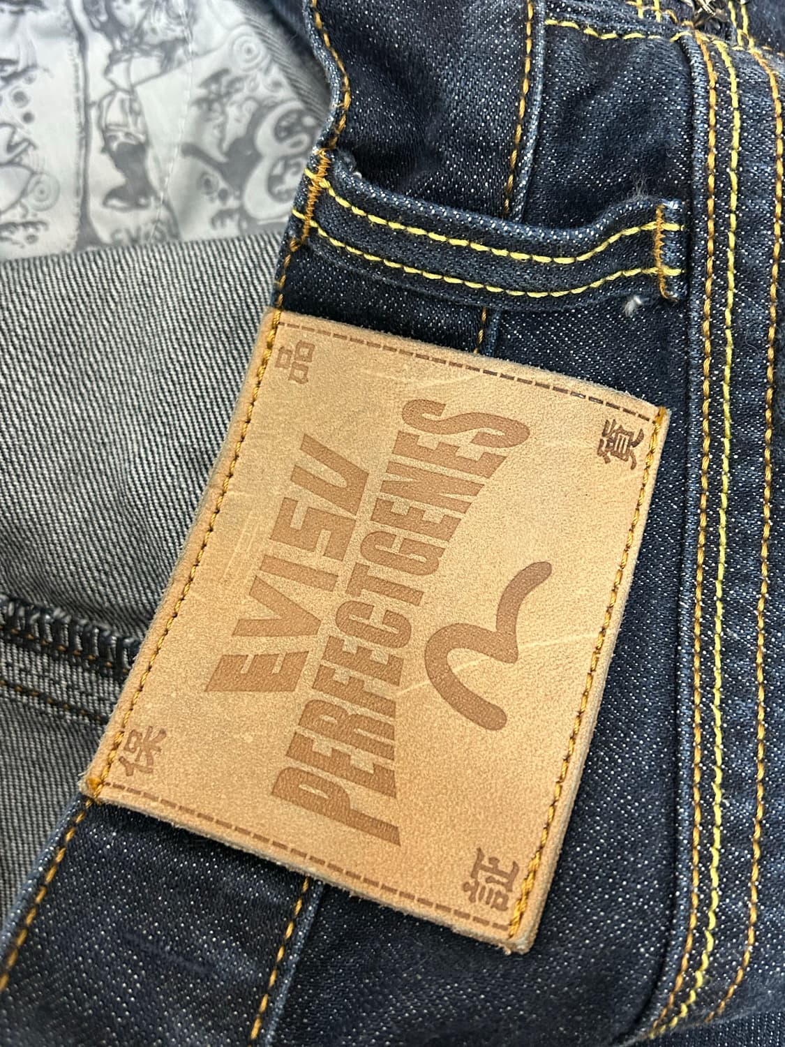 에비수 블루 프린팅 스트레이트핏 데님팬츠 상품이미지4