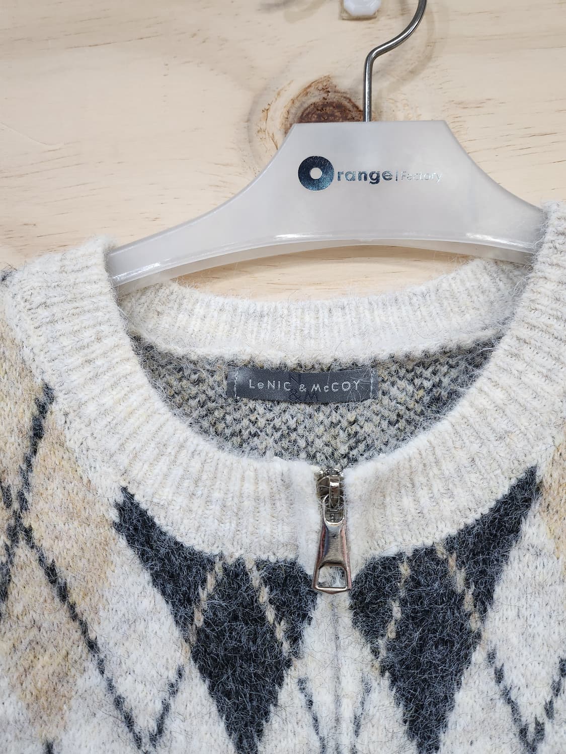 529) 아가일 패턴 니트 집업 베스트 상품이미지4