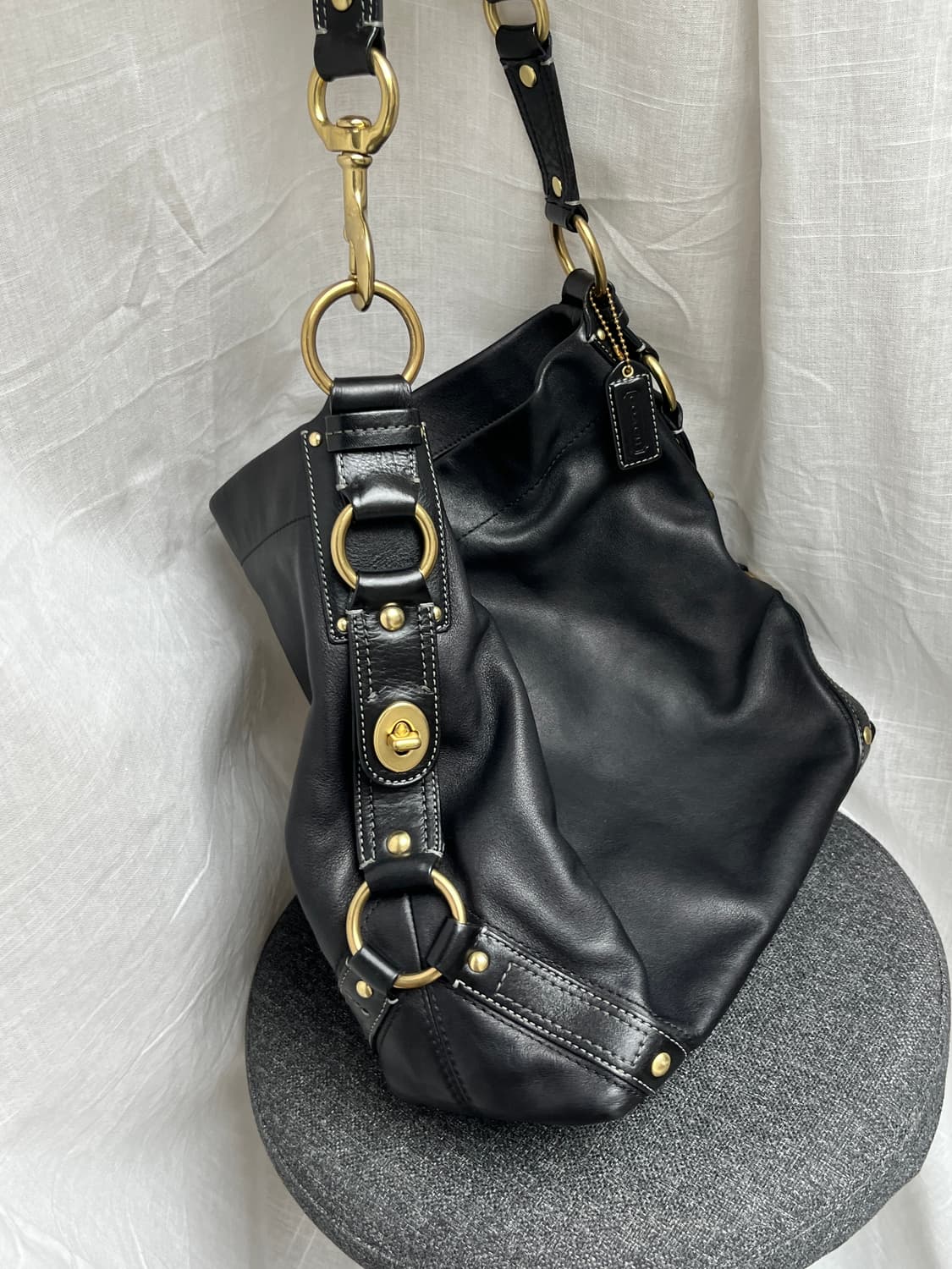 00s Coach 코치 글러브탠드 레더 백 블랙 상품이미지3