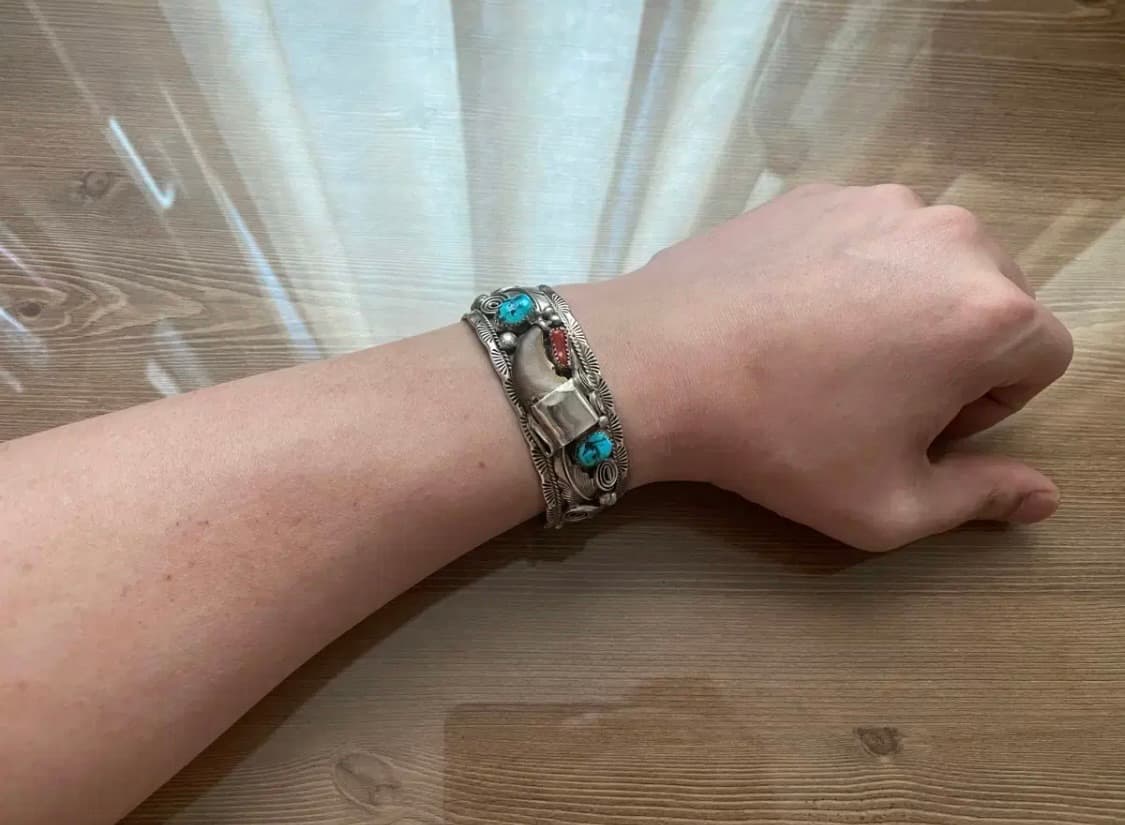 베어 클로 인디언 주얼리 네이티브 아메리칸 나바호 뱅글 은 팔찌 상품이미지9