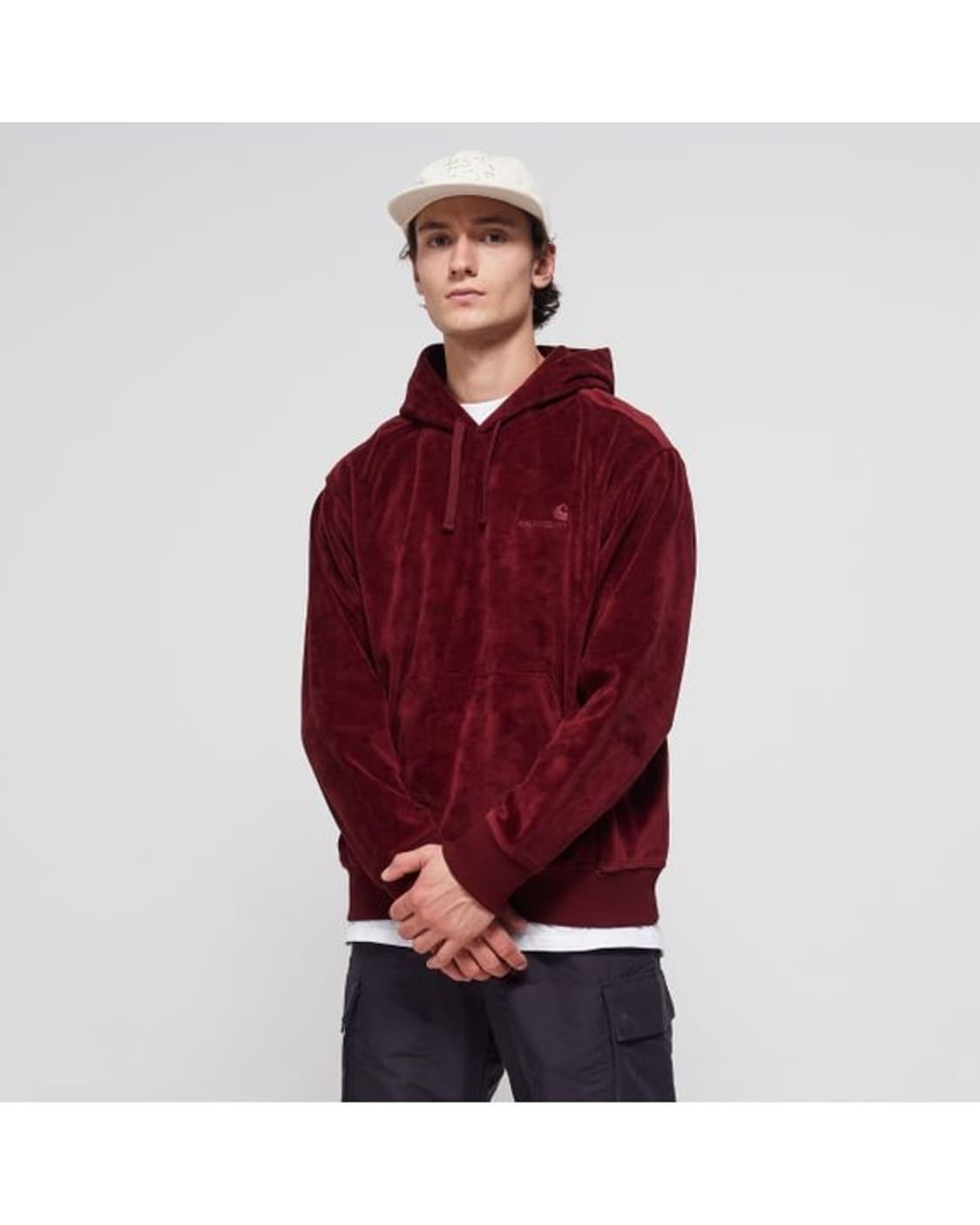 칼하트 WIP 스크립트 로고 벨벳 풀오버 후드 상품이미지2