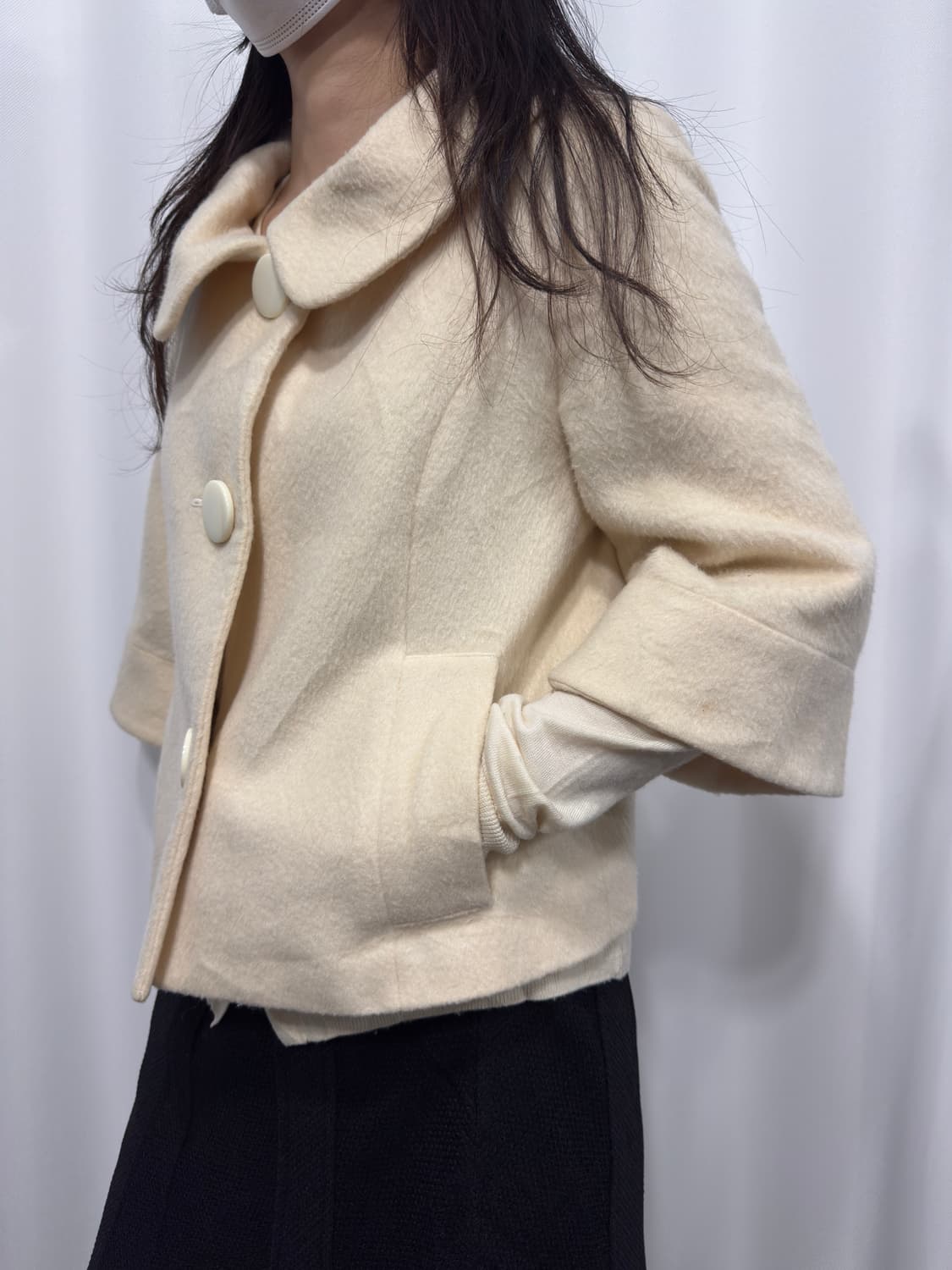 mori ivory button half coat 상품이미지5