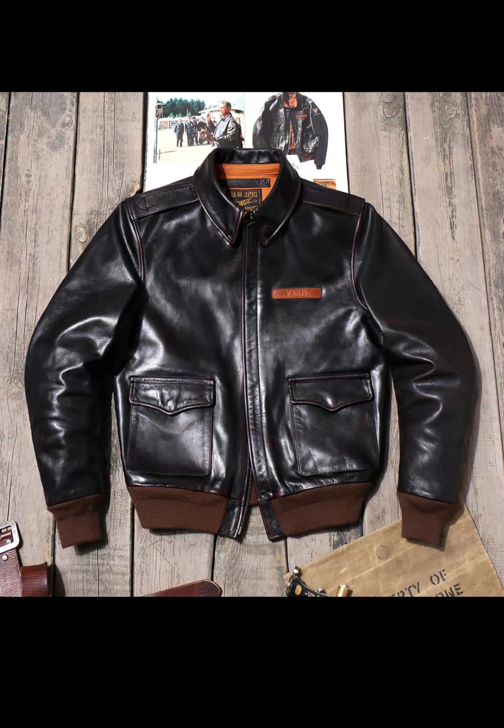 JiaShi 차심 말가죽 A2 레더자켓 3XL 이스트맨 상품이미지6