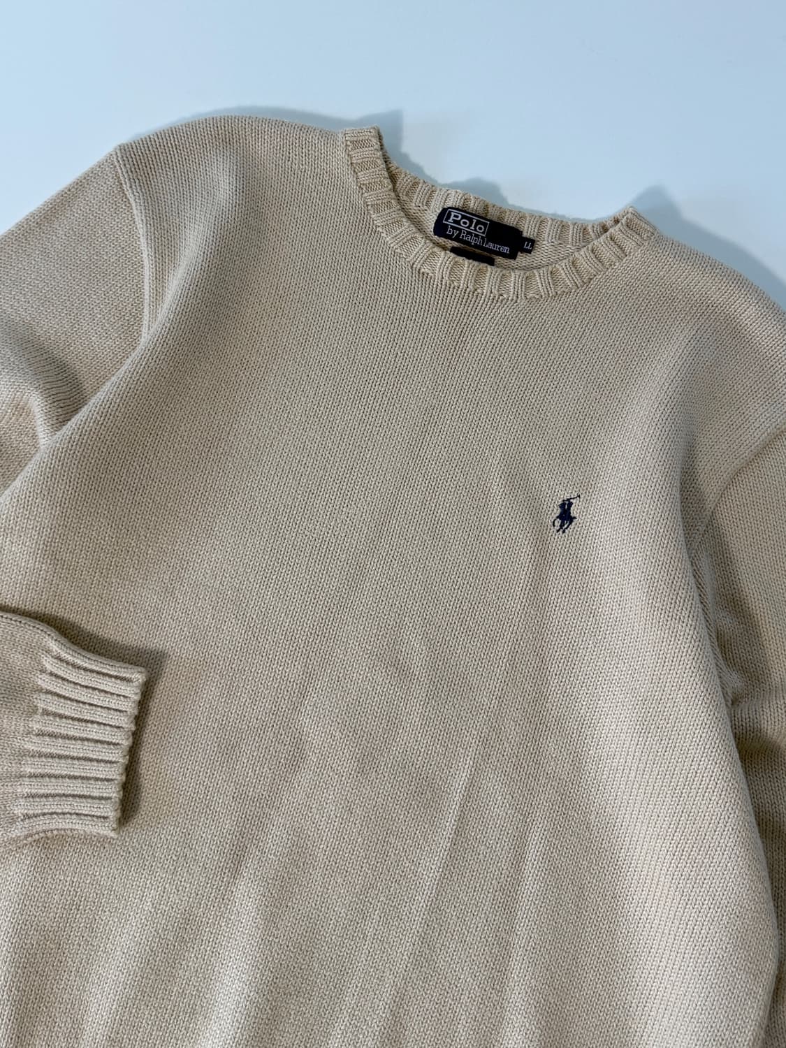 폴로 랄프로렌 90‘s 루즈핏 베이지 해비코튼 니트 상품이미지4