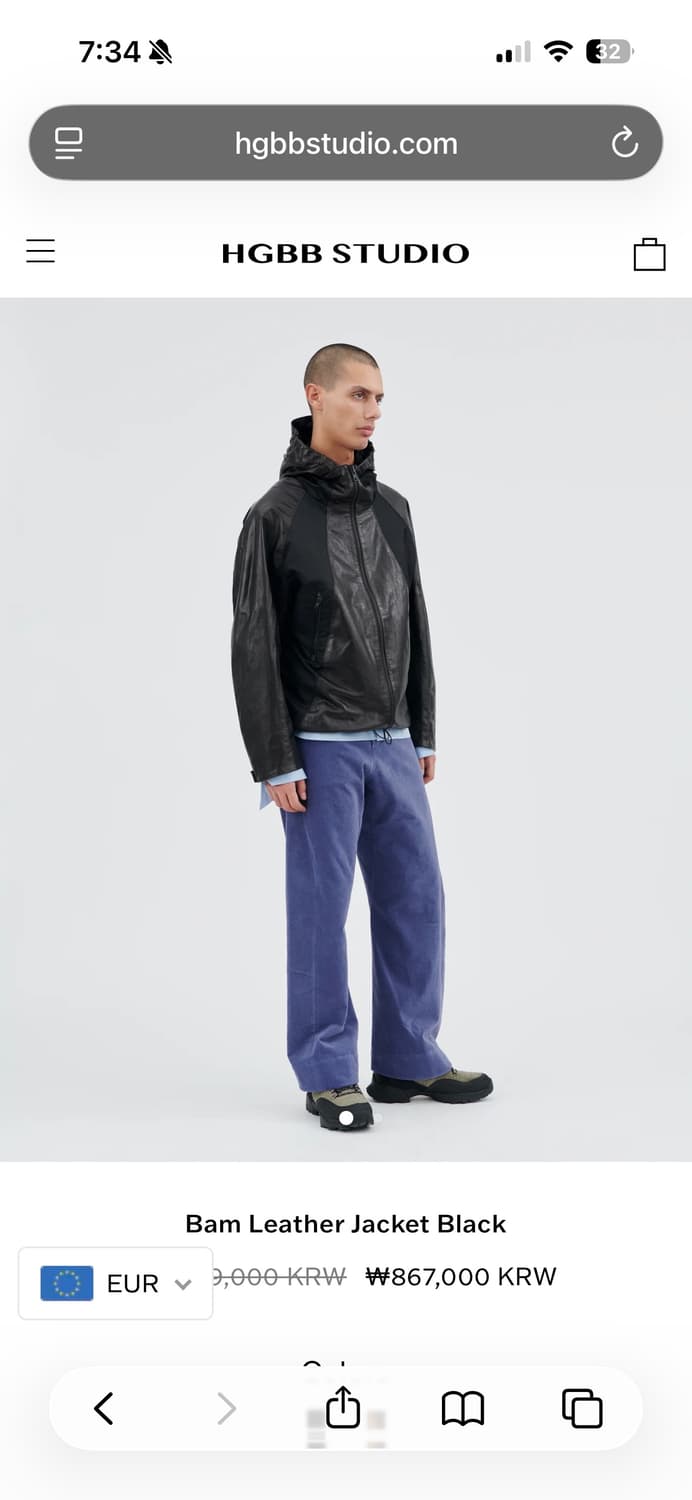 HGBB 스튜디오 가죽 후드 자켓 블랙 상품이미지1