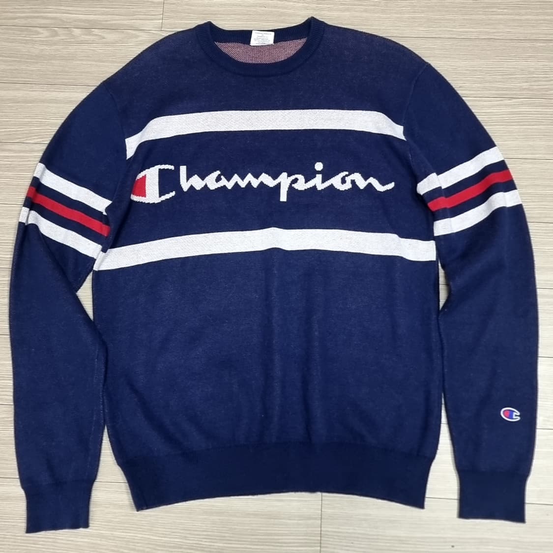 일본제 빈티지 챔피온 네이비 스트라이프 니트 스웨터(95-100) 상품이미지1