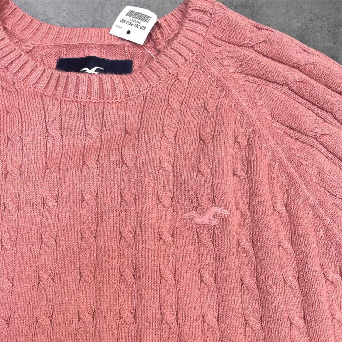 홀리스터 Hollister 핑크 케이블 라운드넥 니트 XL 상품이미지4