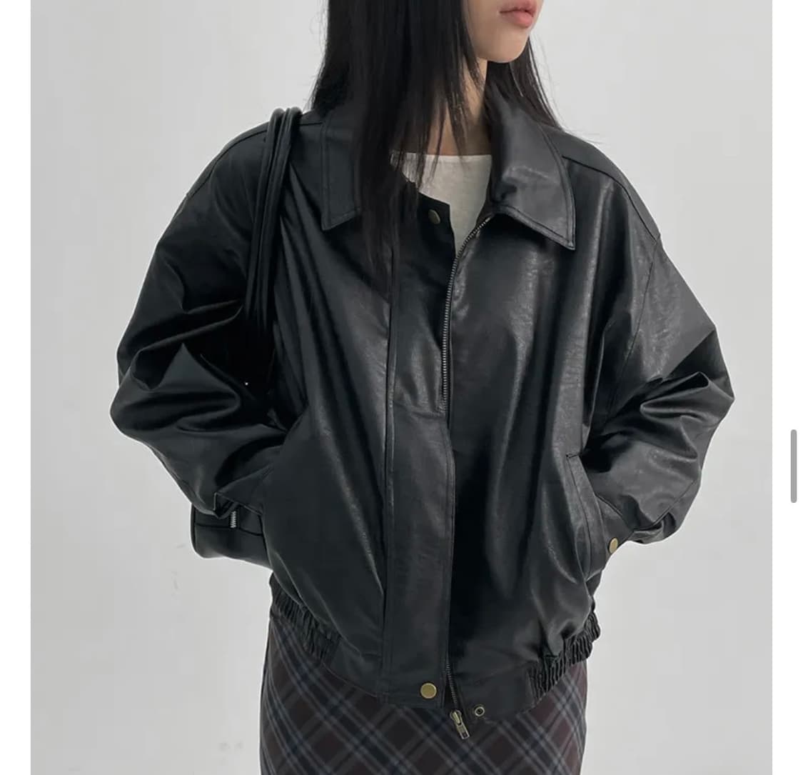 블랙업 레더자켓 상품이미지1