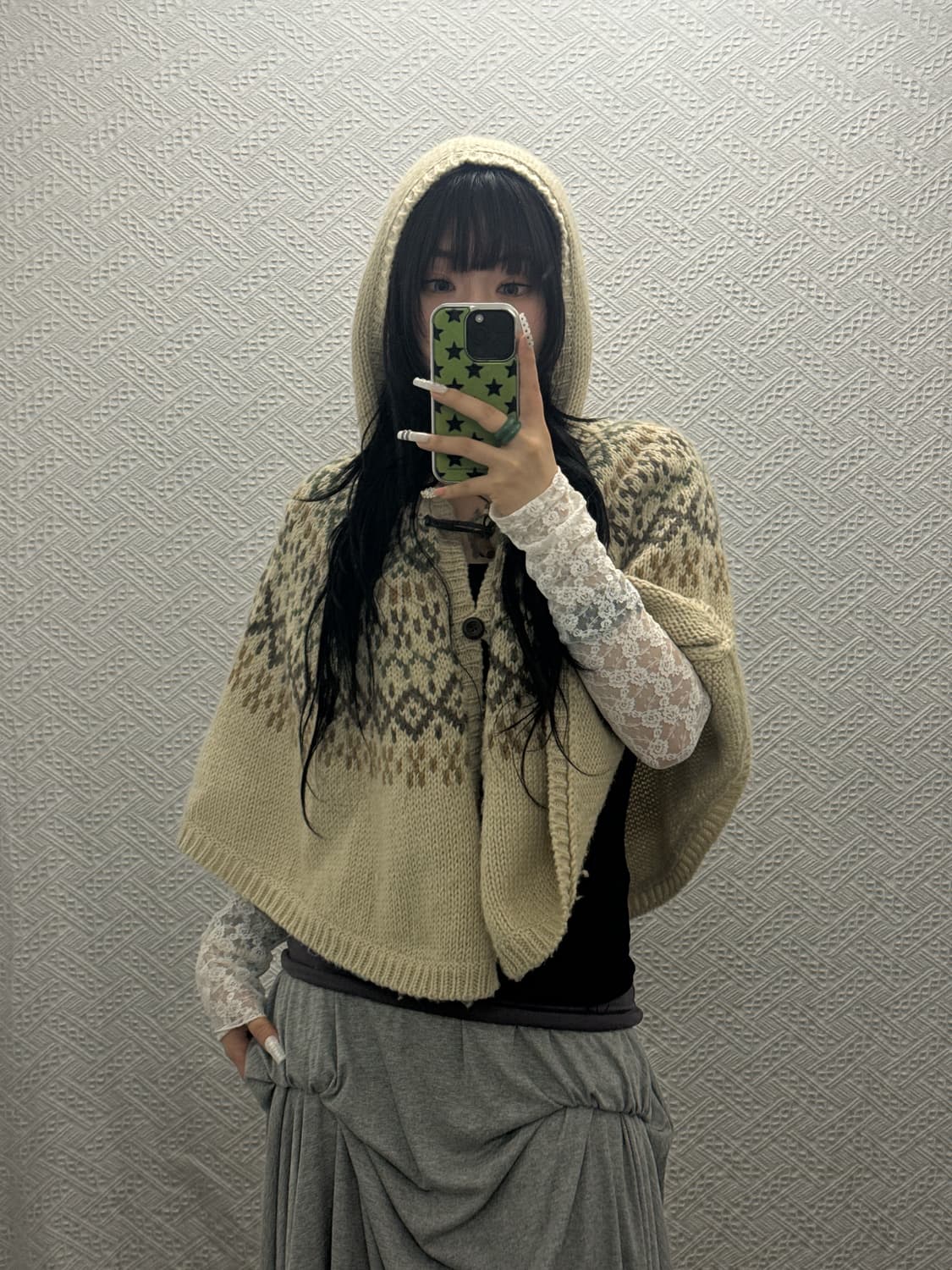 빈티지 라떼 모리 하구미 떡볶이 후드 망토 케이프 K0085 상품이미지3