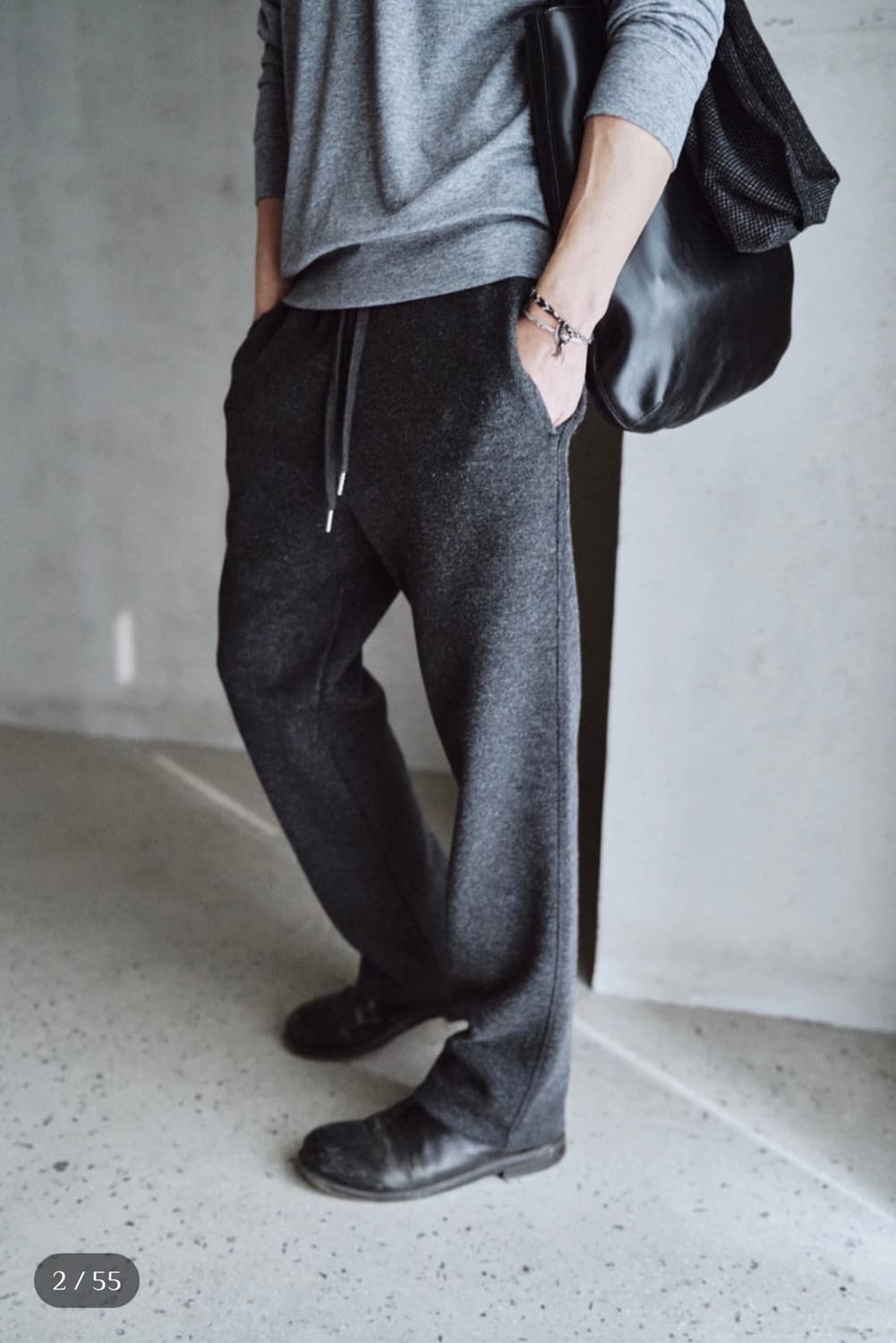 모노프리베 Textured String Pants (차콜) 상품이미지1