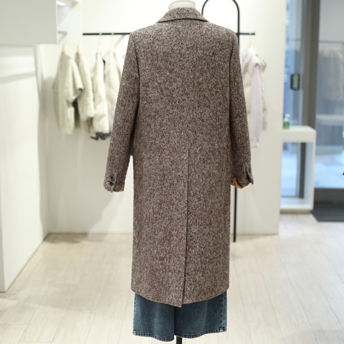 21FW 지컷 울 블렌드 헤링본 싱글 코트 상품이미지2