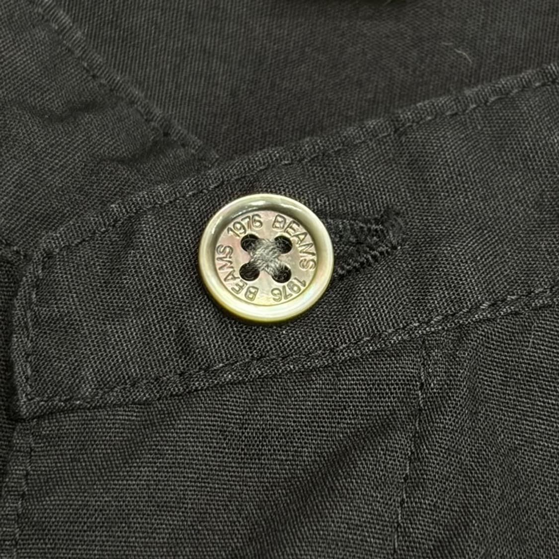 BEAMS 블랙 차이나카라 트임 셔츠 XL 상품이미지4