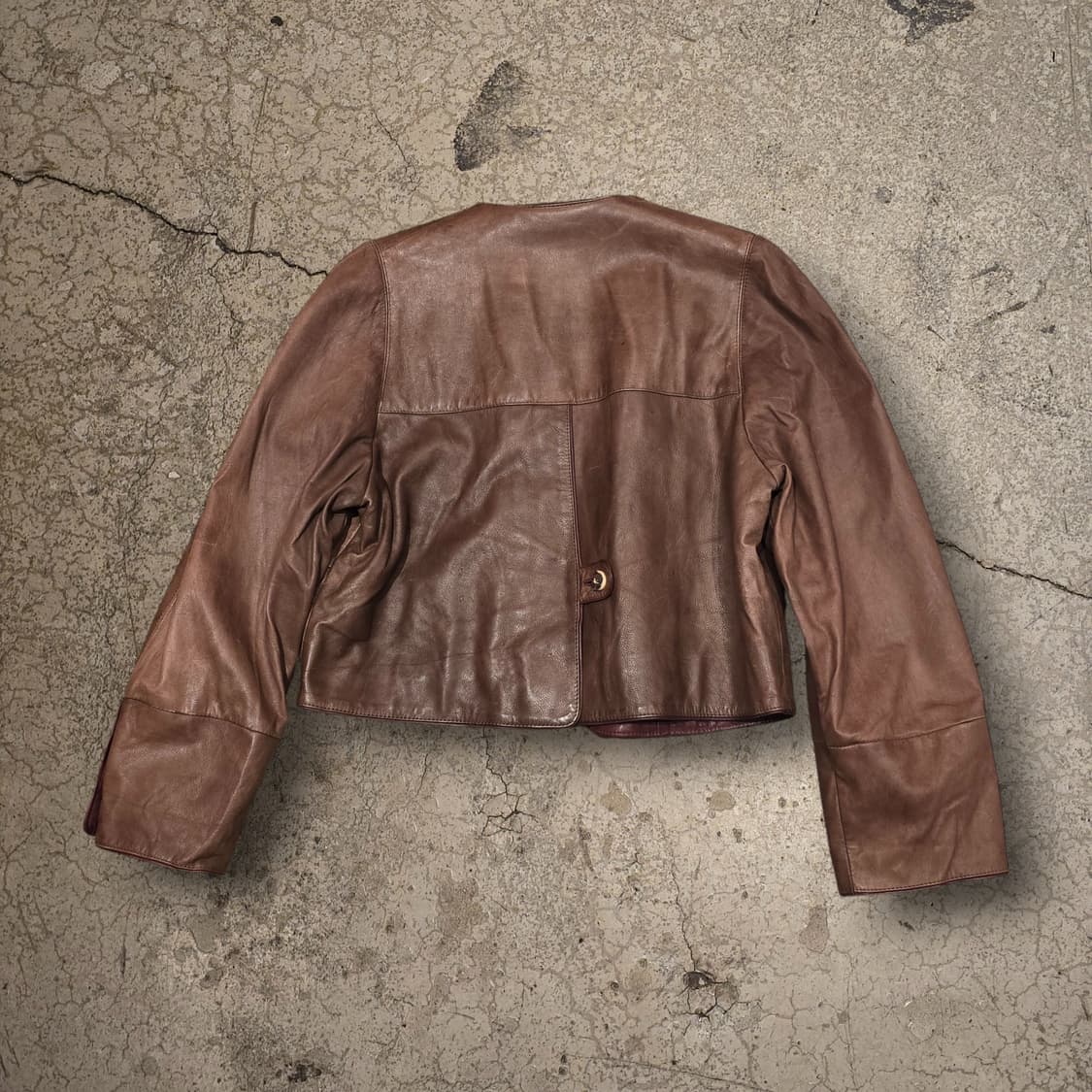 70S 독일 뮌헨 빈티지 노카라 크롭 가죽 자켓 상품이미지10