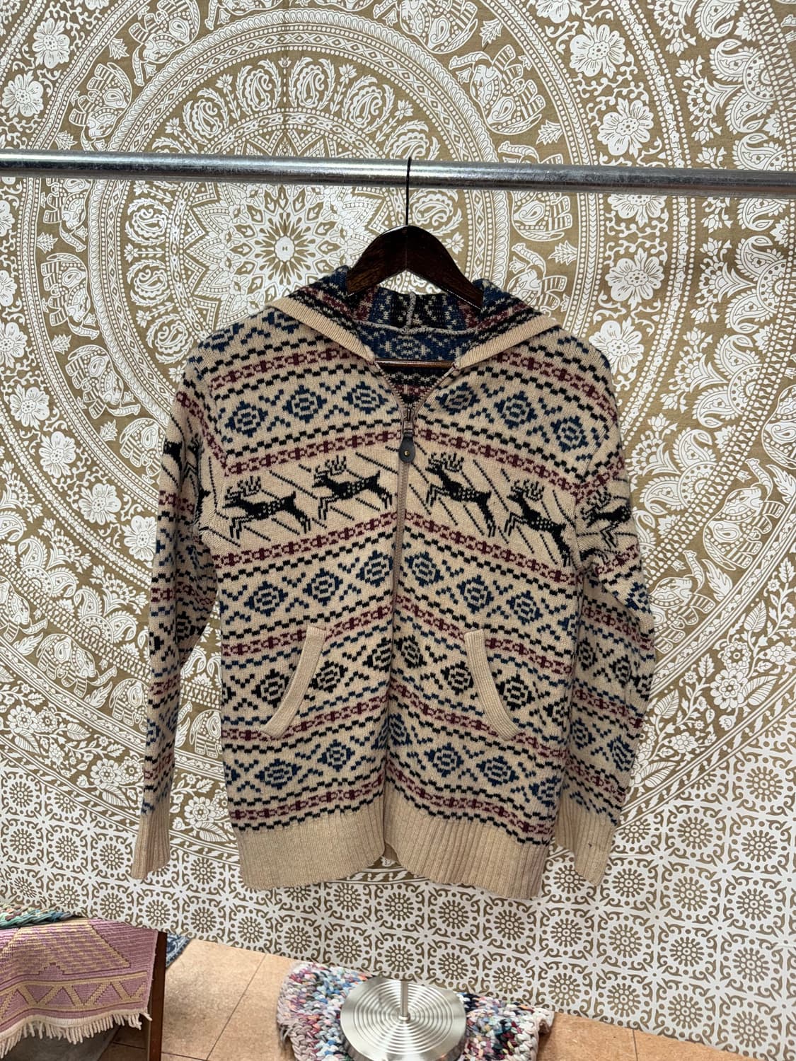 빈티지 여성 에스닉 니트 후드집업  상품이미지3