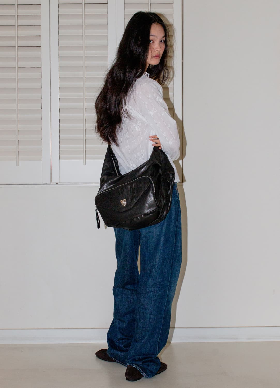 YAHNSISI 시시 슬링백 레더 빈티지 블랙 상품이미지2