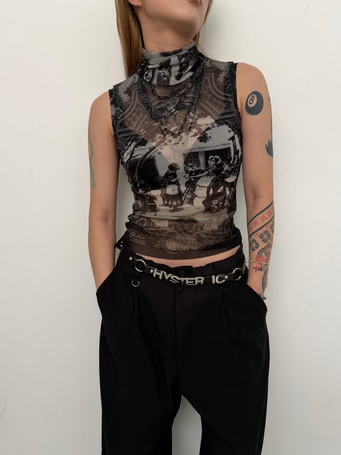 Jean Paul Gaultier 메쉬 블랙 탑  상품이미지2