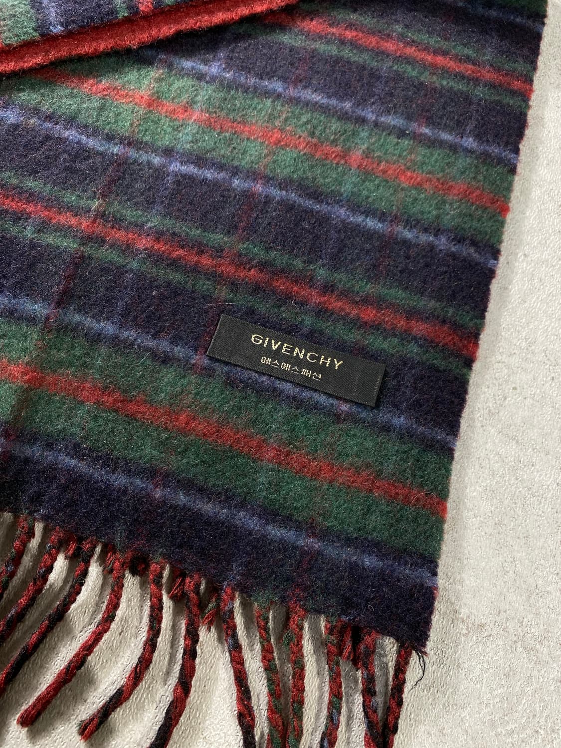 [128cm] 90s Givenchy 지방시 울 체크 머플러 상품이미지4