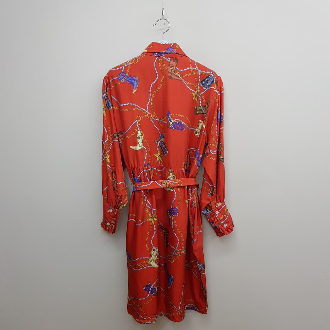 산드로(Sandro) 체인 패턴 프릴 벨티드 원피스 36사이즈 상품이미지5