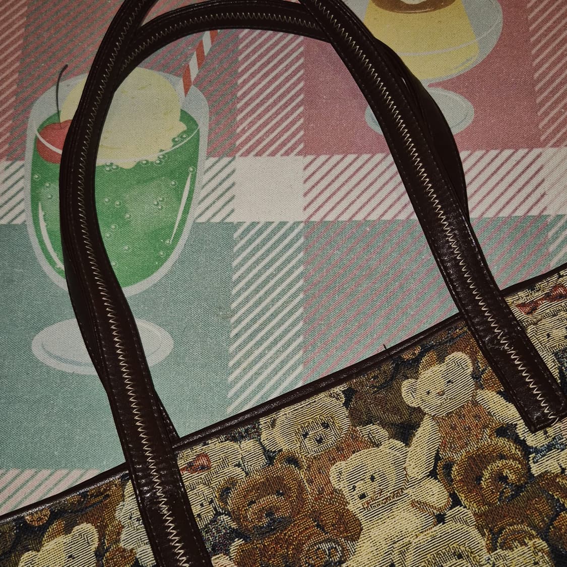 90s 야마토야 테디베어 고블랭 엔틱 쇼퍼백 상품이미지10