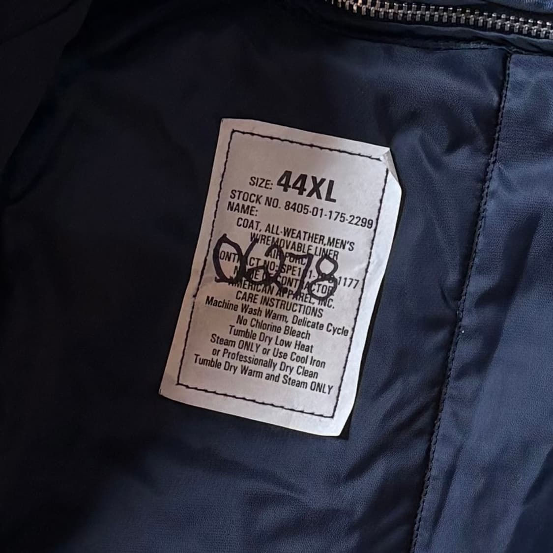 [44XL] USAAF All Weather Coat Navy 상품이미지6