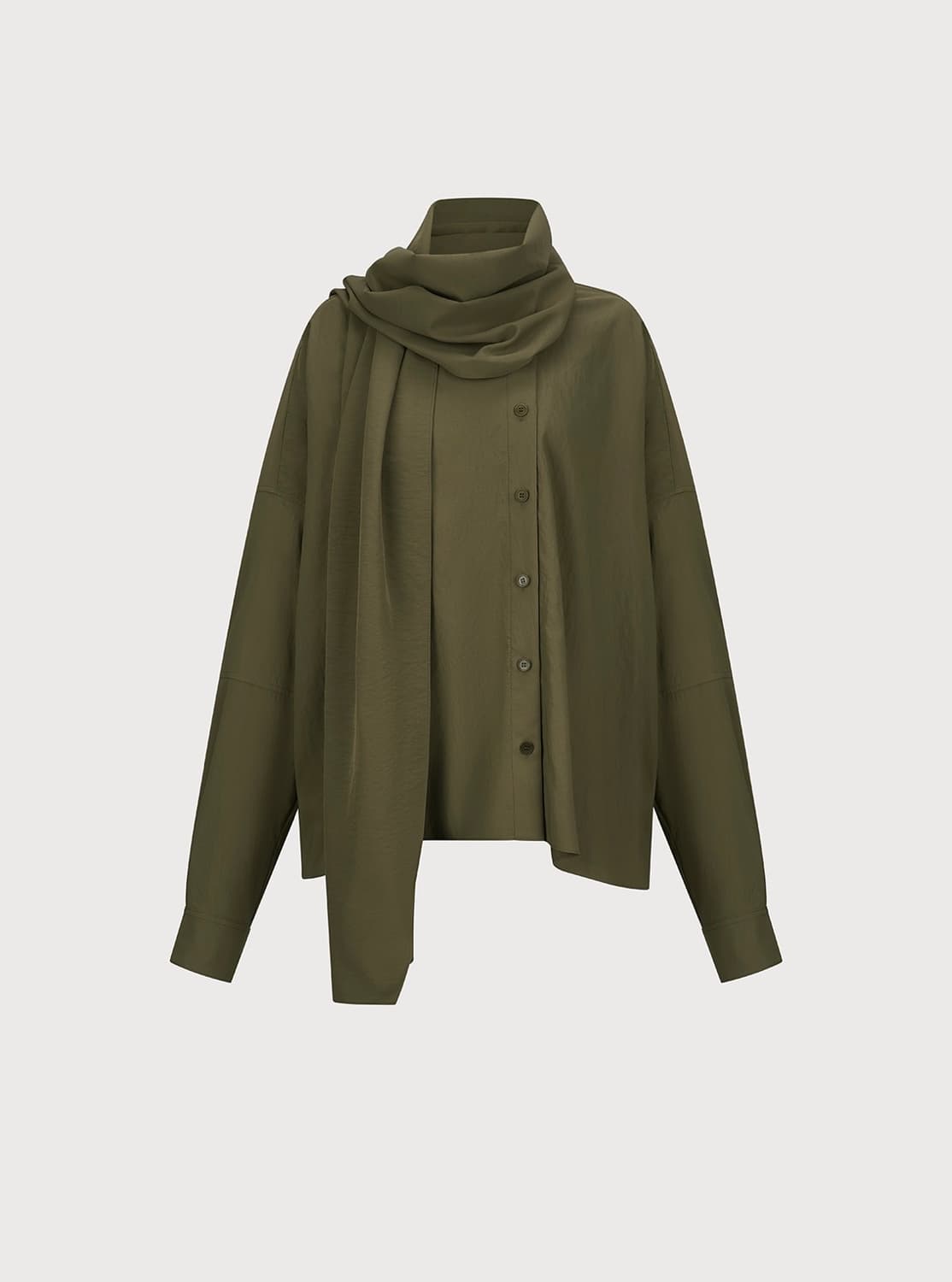 [시착 새상품]ETHOS 에토스 스카프 블라우스 카키 상품이미지3