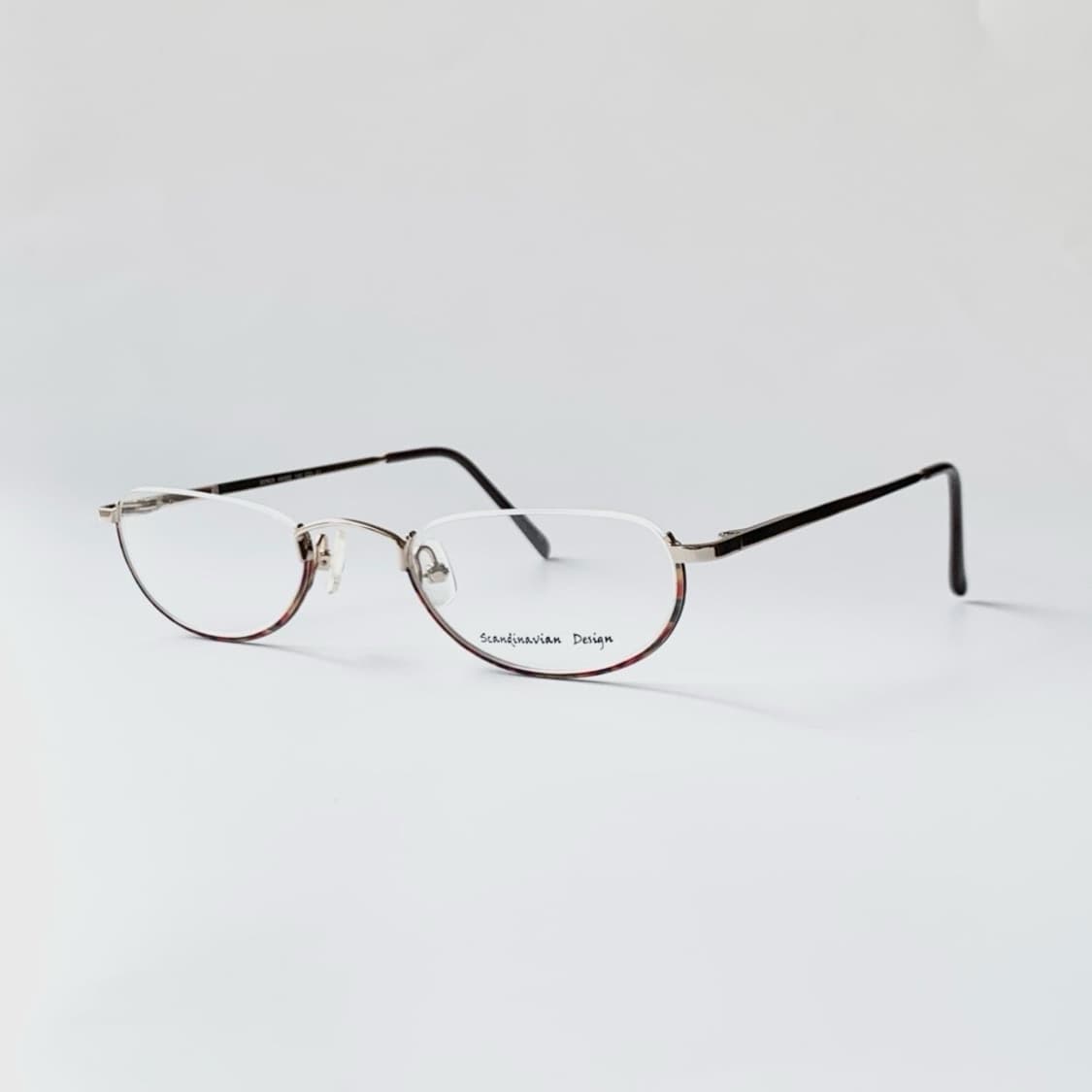 [픽키-687] 골드 메탈 언더림 안경 하단 브라운 라운드 림 슬림 상품이미지3