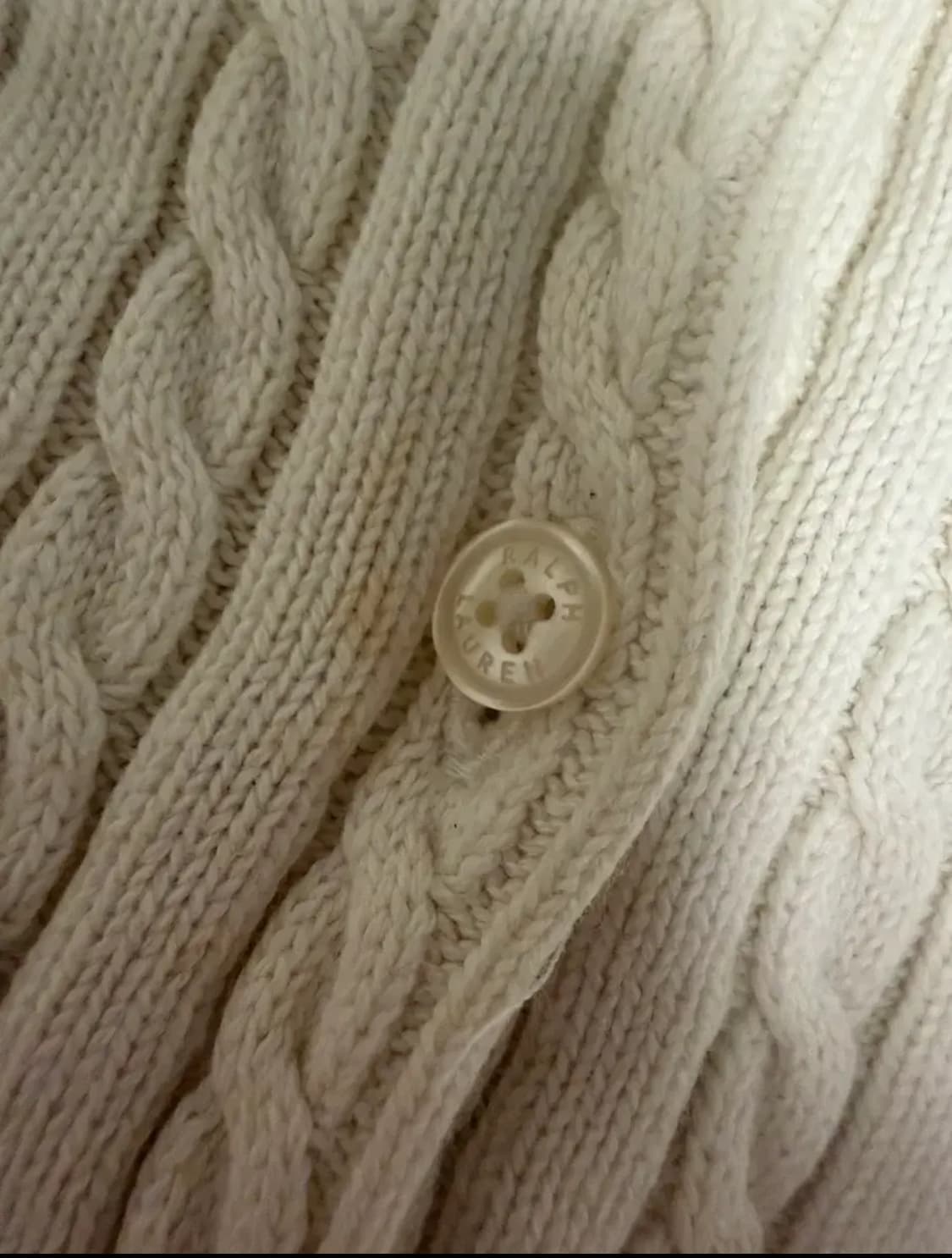 폴로 화이트 아이보리 니트 꽈배기 가디건 M 8-10 상품이미지3