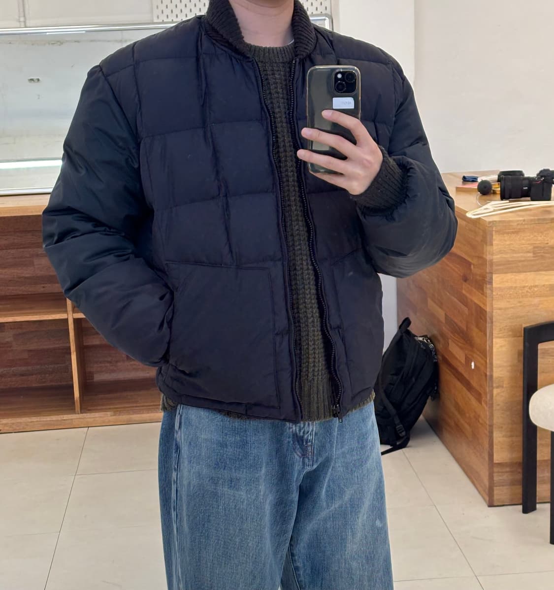 (L) tempco 템포 빈티지 다운자켓 블랙 상품이미지4