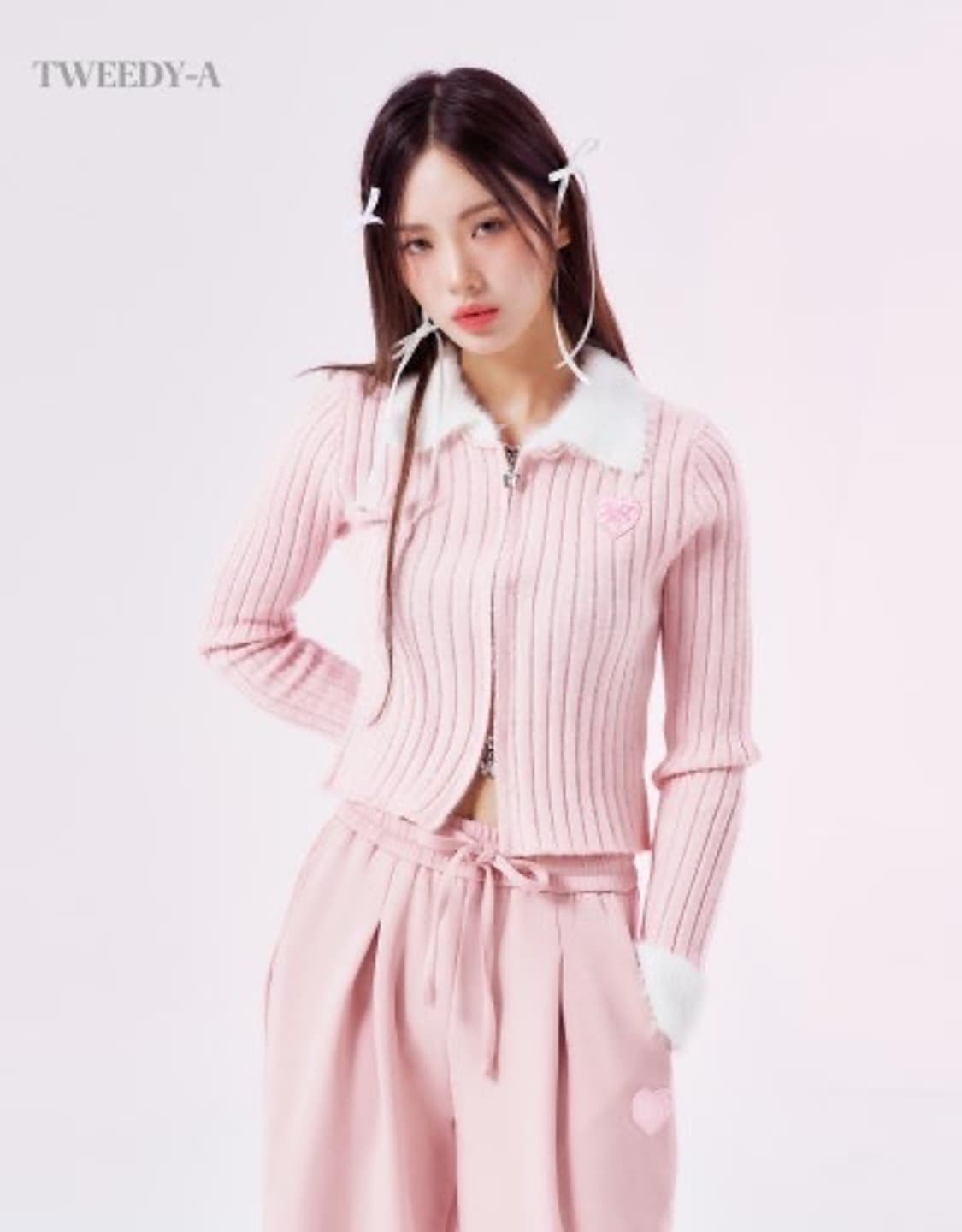 트위디아 델리 파스텔 투웨이 니트 집업 가디건 핑크 상품이미지1