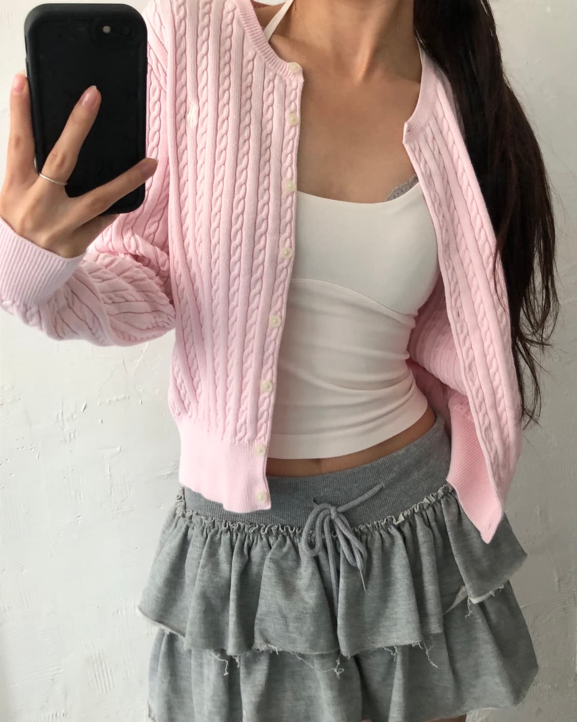 Polo 폴로 신형 걸즈 케이블 가디건 베이비핑크 컬러  상품이미지1
