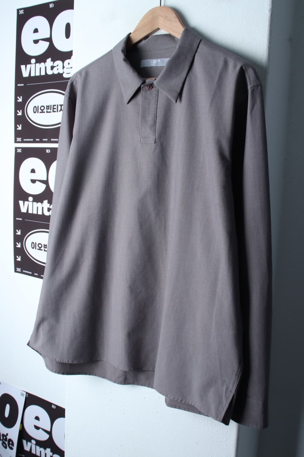 (XL-2XL) 에잇세컨즈 셔츠 남방 반집업 그레이 무지-H33543 상품이미지1