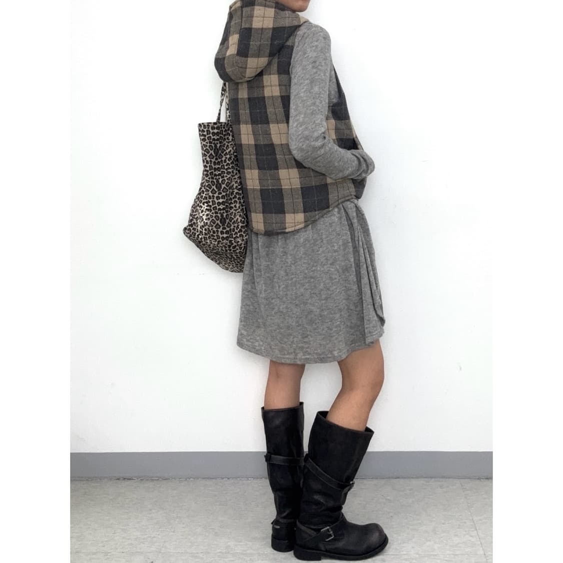 빈티지 그레이 레이어드 원피스 상품이미지3