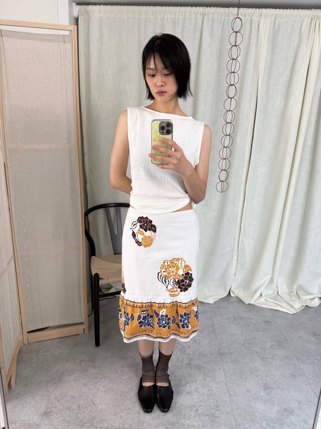 MIU MIU 에스닉 플라워 미디스커트 / 2002 SS  상품이미지1