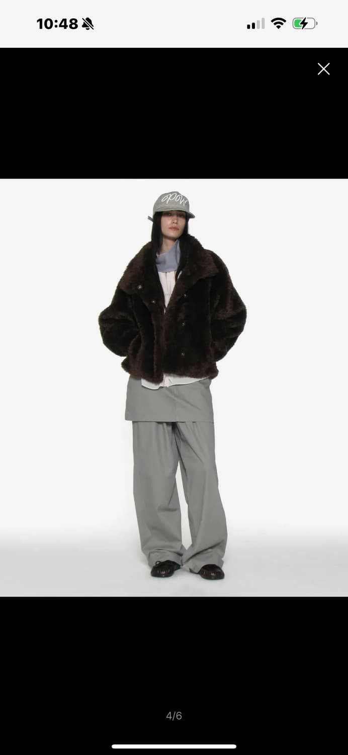 파르티멘토우먼 코쿤 하이넥 퍼 자켓_브라운 상품이미지3