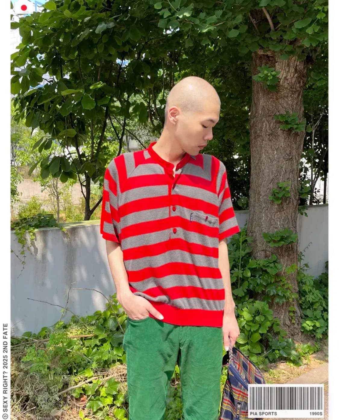 90s PIA SPORTS 일본 빈티지 레드 스트라이 프 반팔 써머 니트 상품이미지1