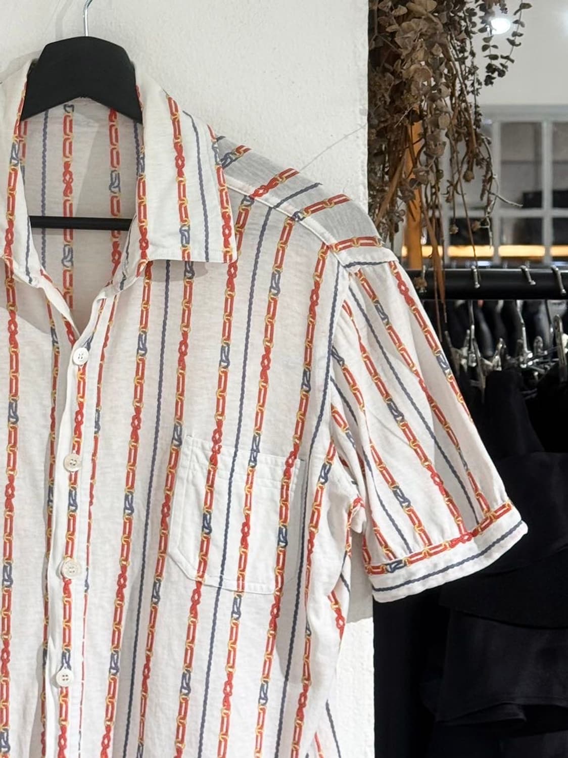 셀린느 화이트 체인 스트라이프 패턴 하프 셔츠 상품이미지3