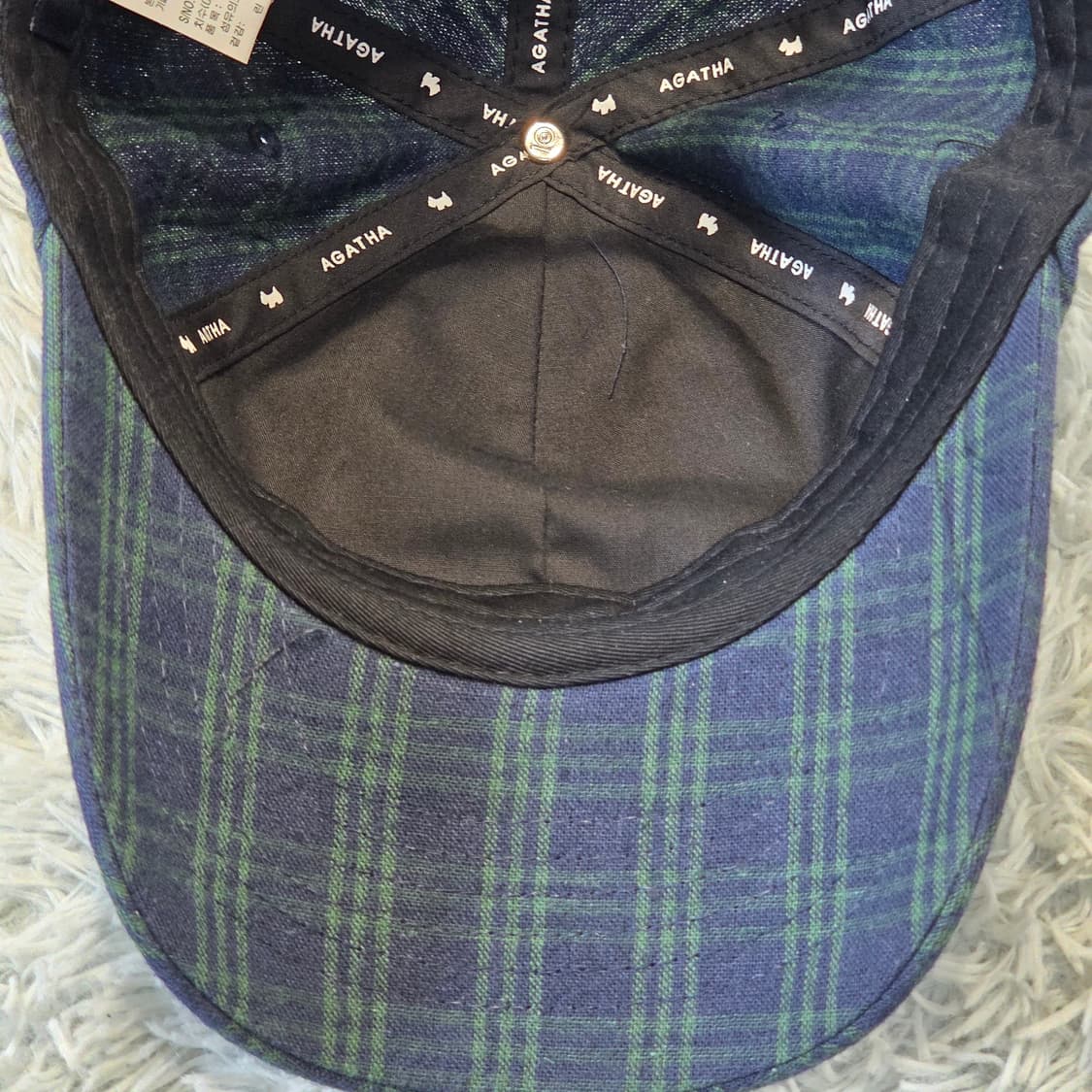 L3-9:아가타 파리 체크 패턴 울 볼캡 네이비 그린 55cm 상품이미지7