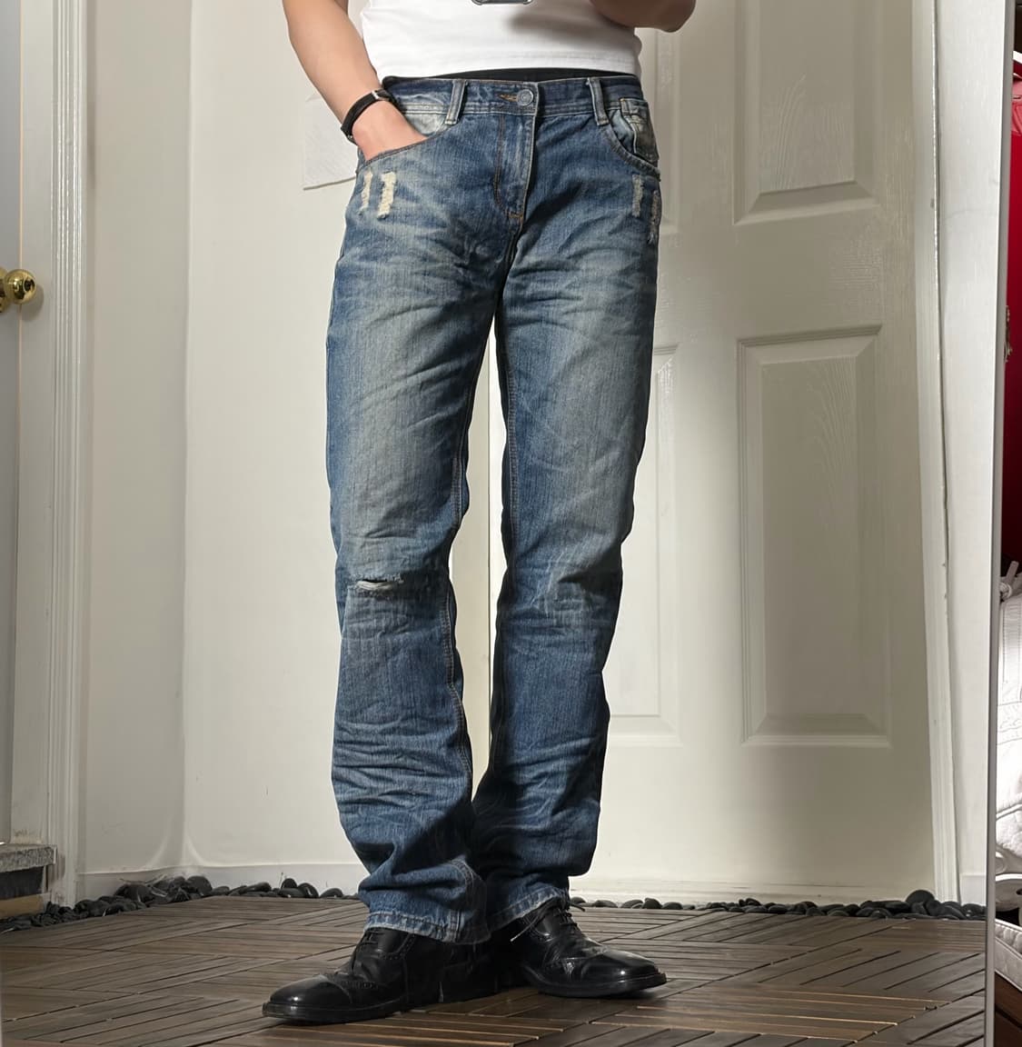 레귤러 데님팬츠 데미지 커스텀 상품이미지2