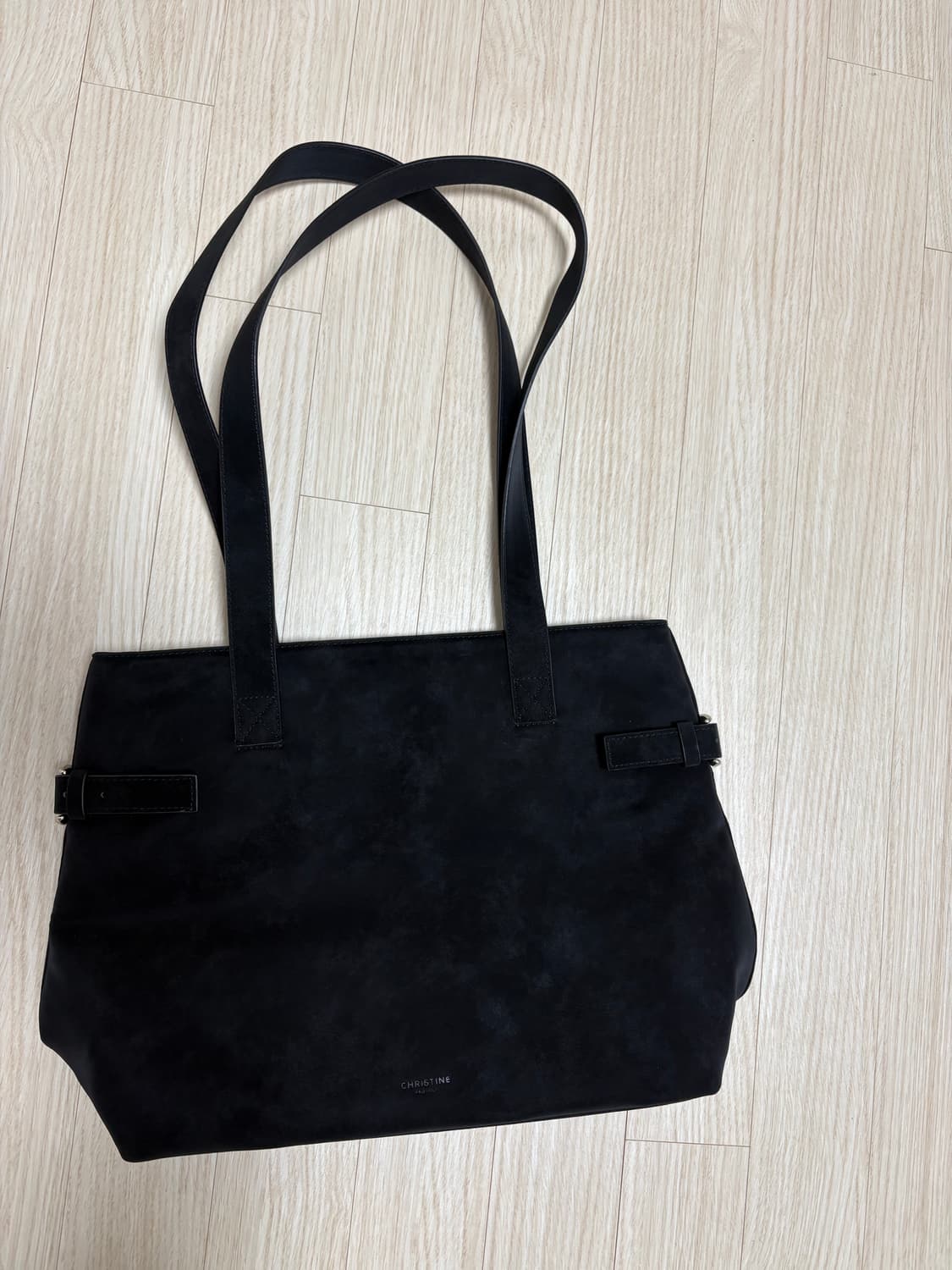 크리스틴프로젝트 더블 벨트 숄더 미디움백(블랙) 상품이미지2