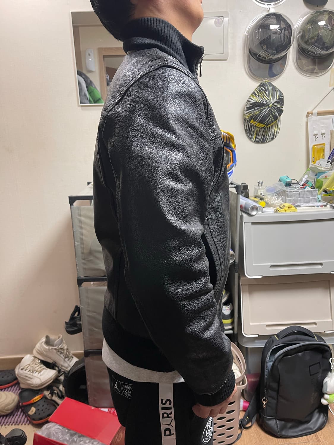 돌체앤가바나 블랙 가죽 봄버 자켓 상품이미지7