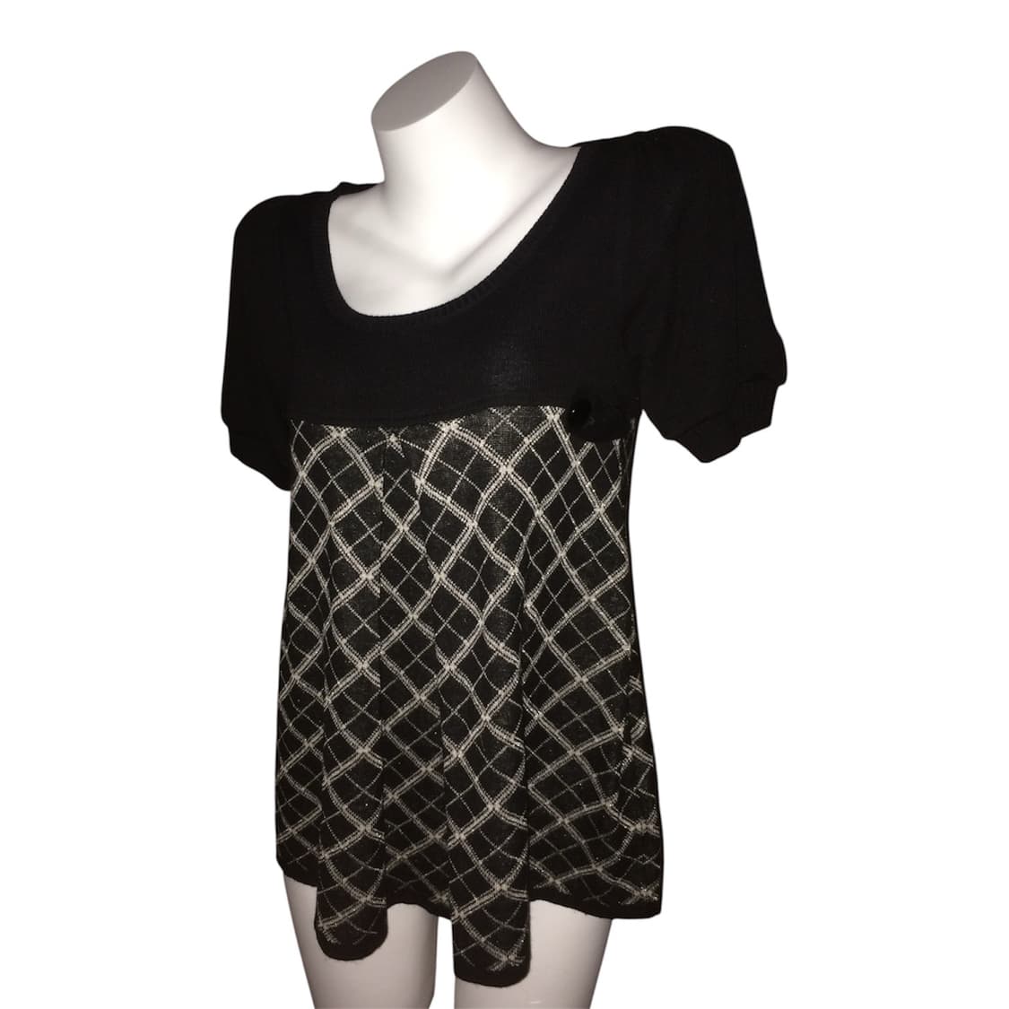 체크 글리터 버튼 니트 상품이미지1