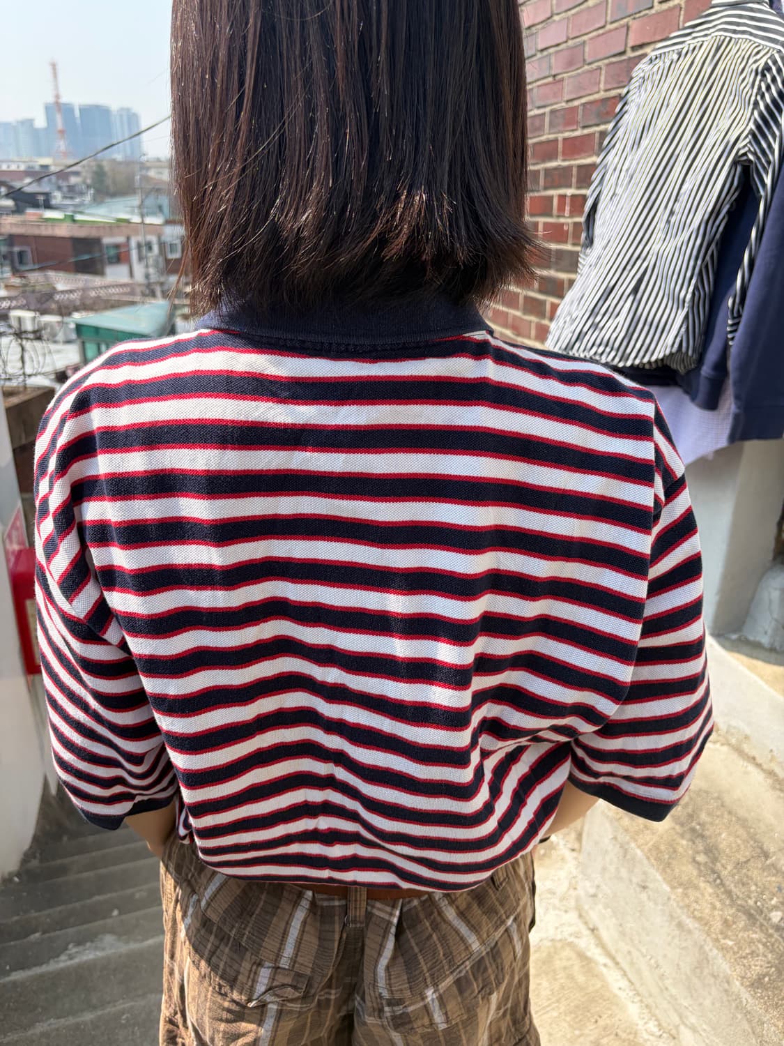 Champion 네이비 레드 스트라이프 피케 폴로 티셔츠 상품이미지2