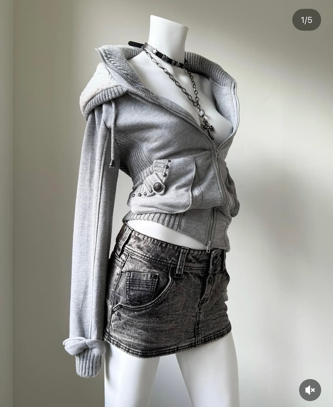 빈티지 대장 회색 후드집업 금장 와투케 갸루 상품이미지1