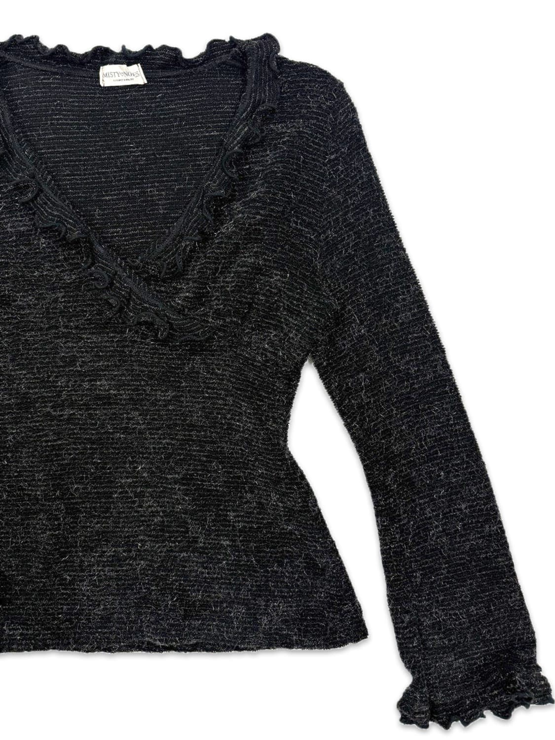 빈티지 블랙 프릴 슬림핏 니트 상품이미지4