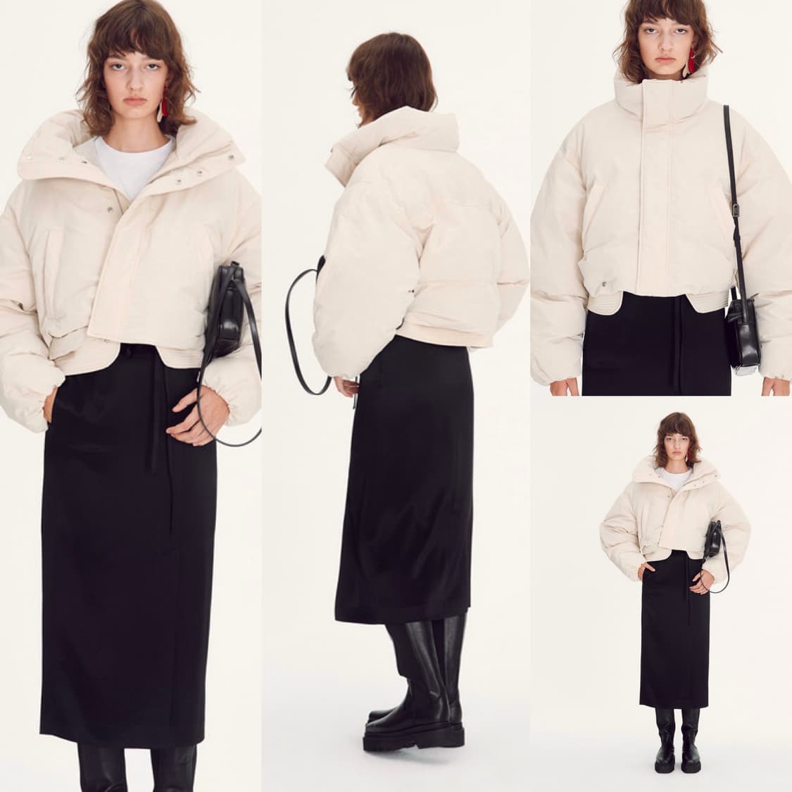 (F)RECTO 렉토 버틀러 푸퍼 덕다운 크롭 숏패딩 크림 상품이미지10