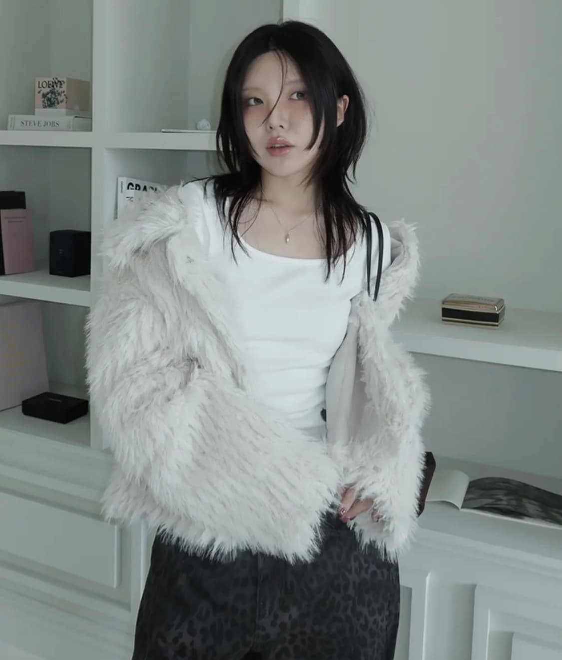 레더리 리버시블 시어링 퍼자켓 아이보리 상품이미지1