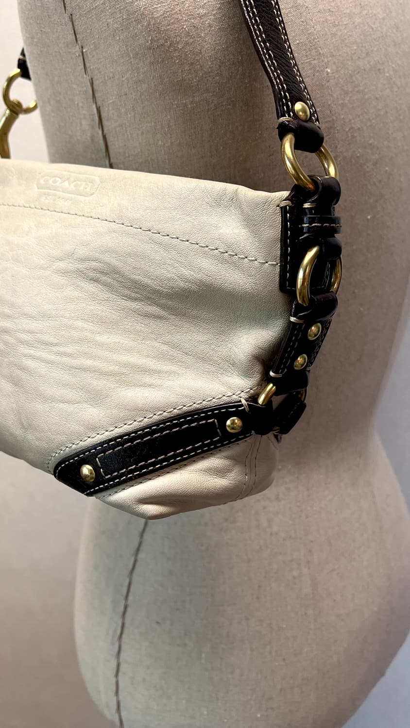 90s coach carly carmel 카멜 브라운 레더 숄더백  상품이미지7