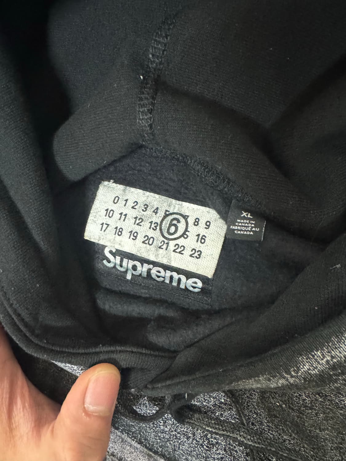 [XL] 슈프림 X MM6 메종 마르지엘라 포일 박스로고 후드 블랙 24 상품이미지3