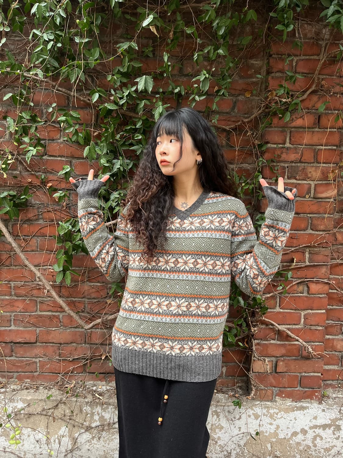 눈꽃 패턴 울 니트 상품이미지2